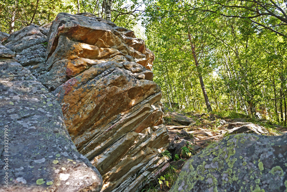 Obraz premium The views of the national Park and beautiful mountains. National Park Taganay, Chelyabinsk oblast, Russia.