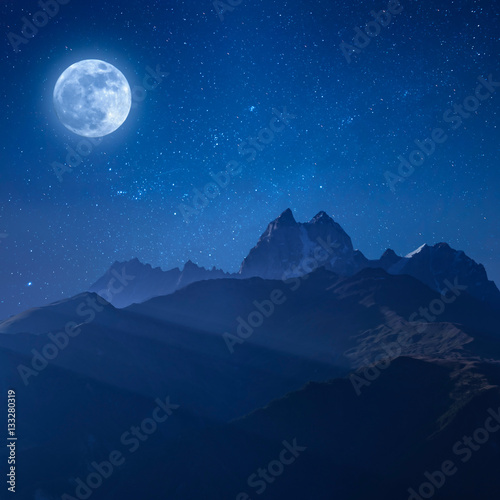 Night Landscape with mountains and stars © firewings