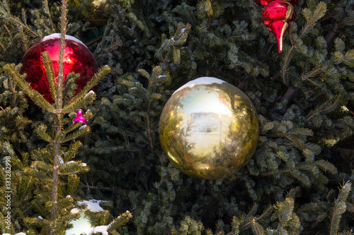 Big glass christmas toys and balls. © mihailgrey