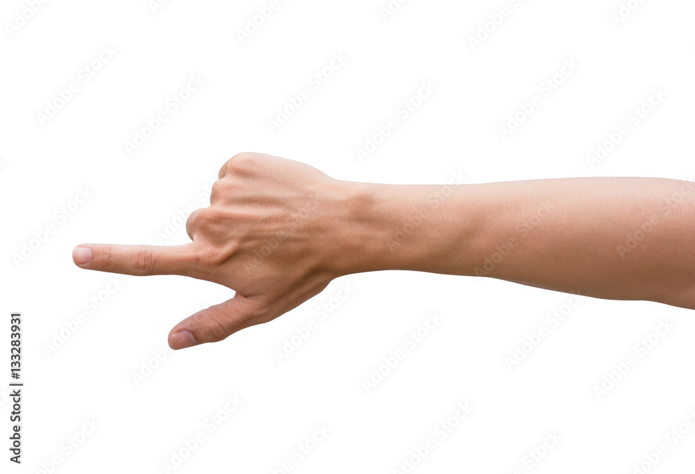 male hand pointing. Isolated on white background male hand pointing. Isolated on white background