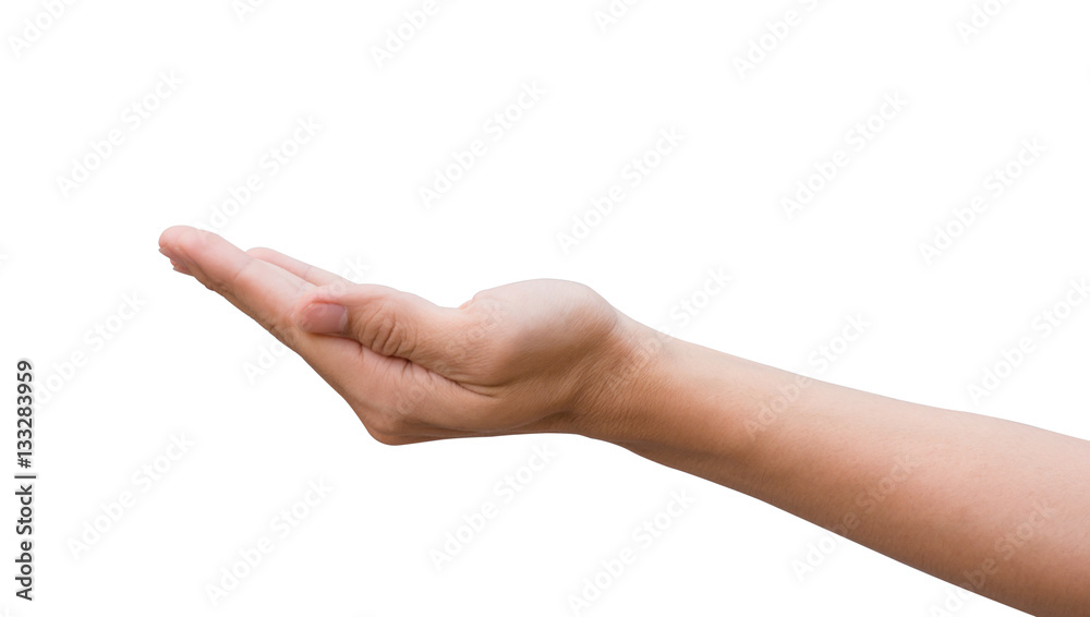 man hand open and ready to help or receive. Gesture isolated on man hand open and ready to help or receive. Gesture isolated on
