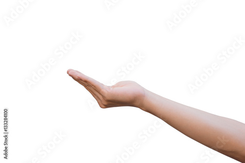 man hand open and ready to help or receive. Gesture isolated on