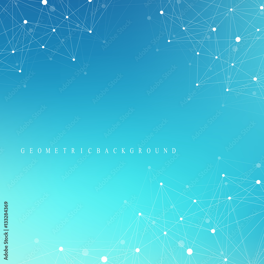 Big data complex. Graphic abstract background communication. Perspective backdrop of depth. Minimal array with compounds lines and dots. Digital data visualization. Vector illustration Big data.