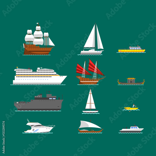 Ship and boats vector.