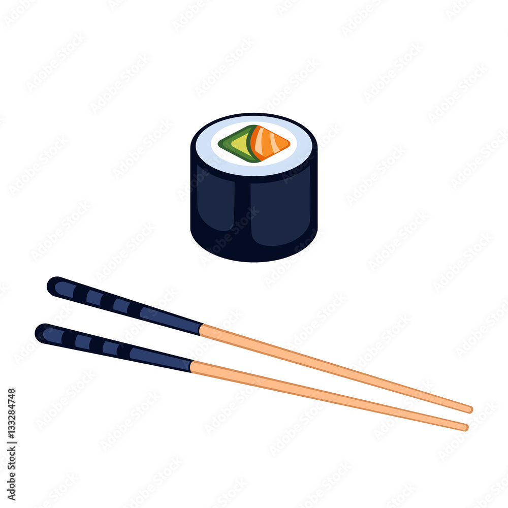 Sushi food and chopsticks vector illustration. Sushi food and chopsticks vector illustration.