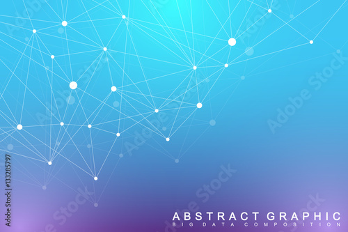 Big data complex. Graphic abstract background communication. Perspective backdrop of depth. Minimal array with compounds lines and dots. Digital data visualization. Vector illustration Big data.