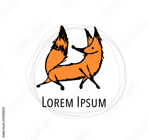 Cute fox, sketch for your design