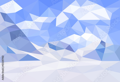 Polygonal winter landscape. Abstract snow background with mountains. Low poly design vector illustration.