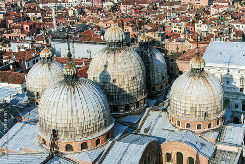 view to the roof of San Marco and the city of Venice photo