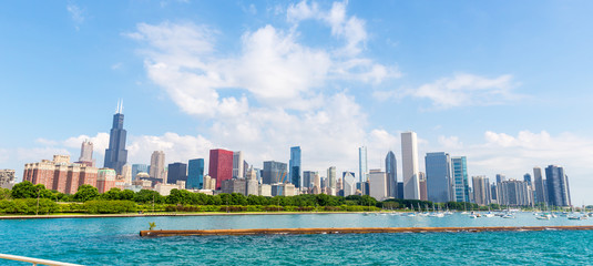 Cityscape of Chicago in a summer day