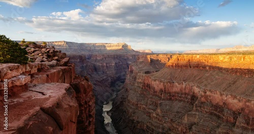 Grand Canyon and river Colorado at sunset Timelapse 4k
