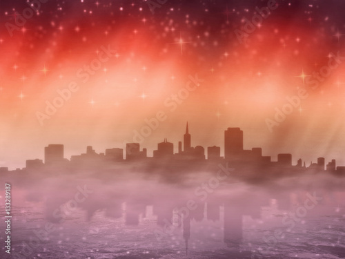 Dramatic city night background