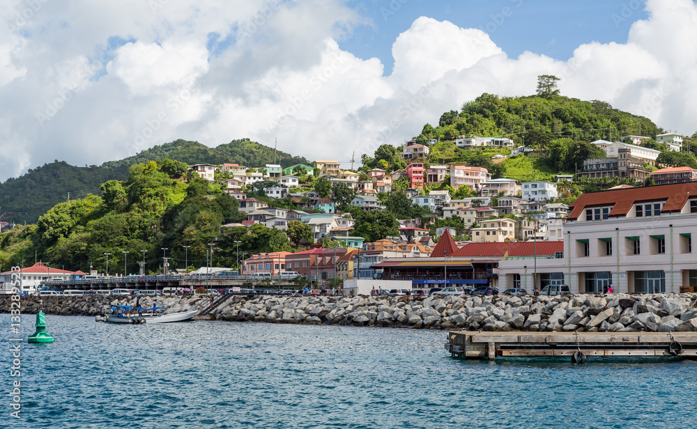 Colorful Homes on Grenada Hillside