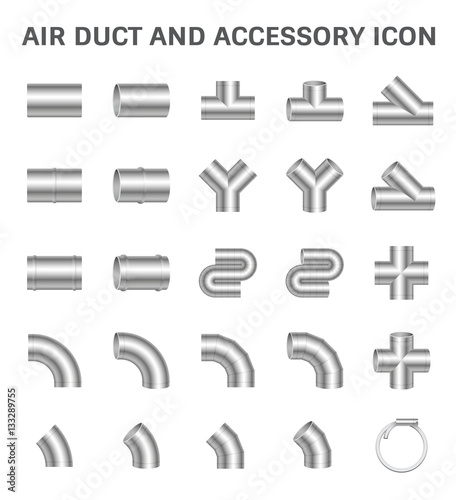 Vector icon of air duct pipe connector for air conditioner and HVAC system.