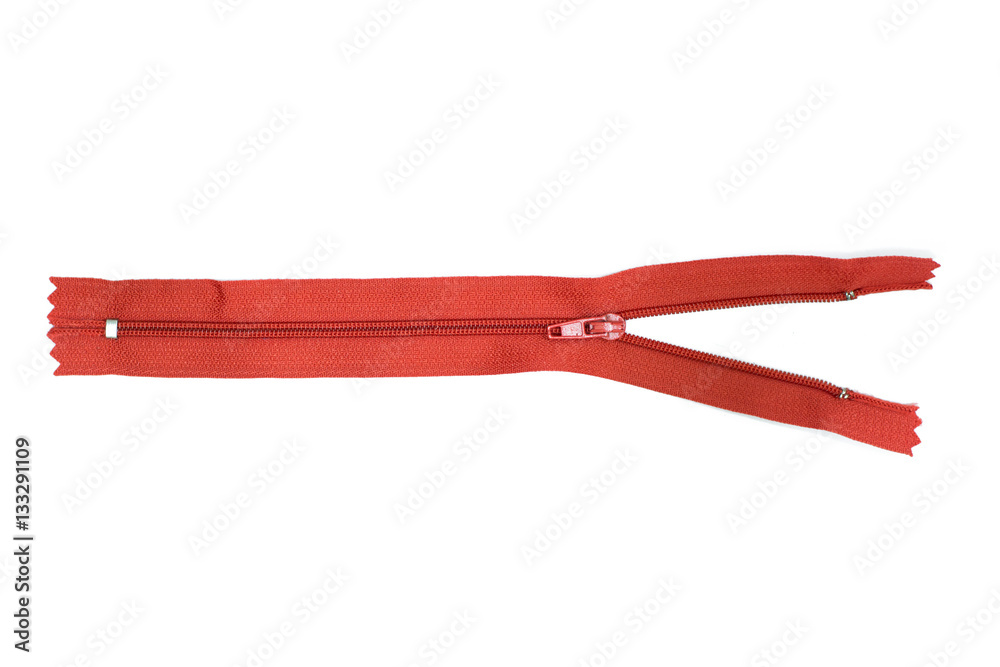 Red zipper isolated over white Red zipper isolated over white