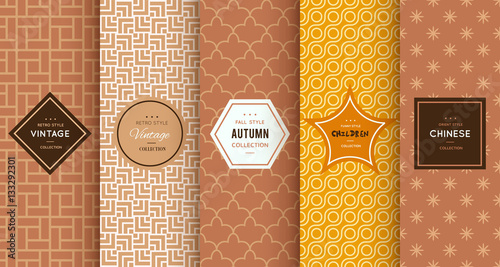 Retro different vector seamless patterns