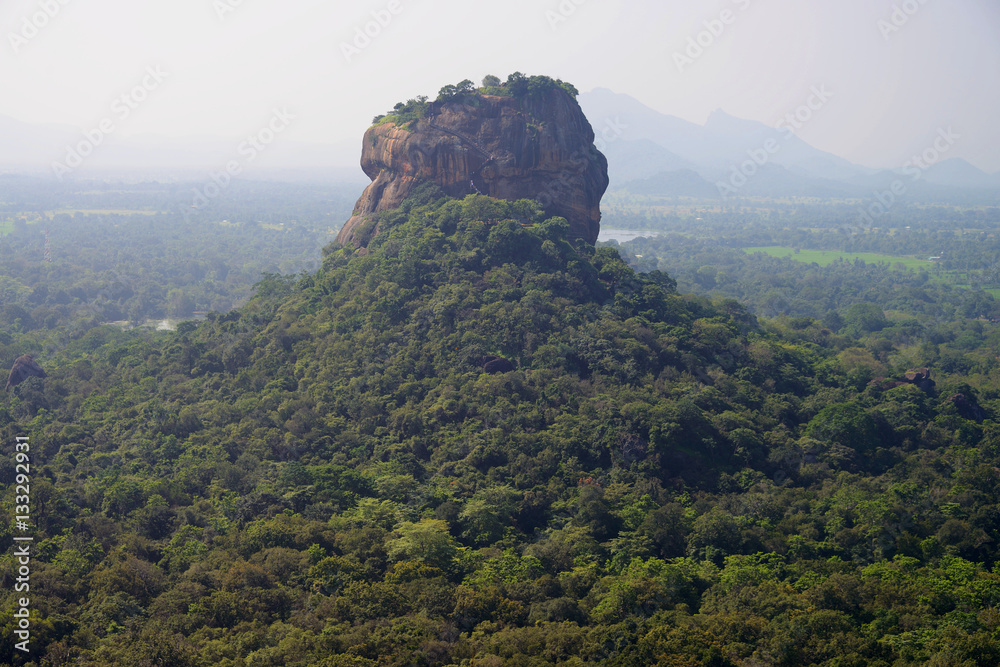 Sigiriya rock fortress seen from Pidurangala Rock, Unesco listed as a world heritage site, Sigiriya, Sri Lanka