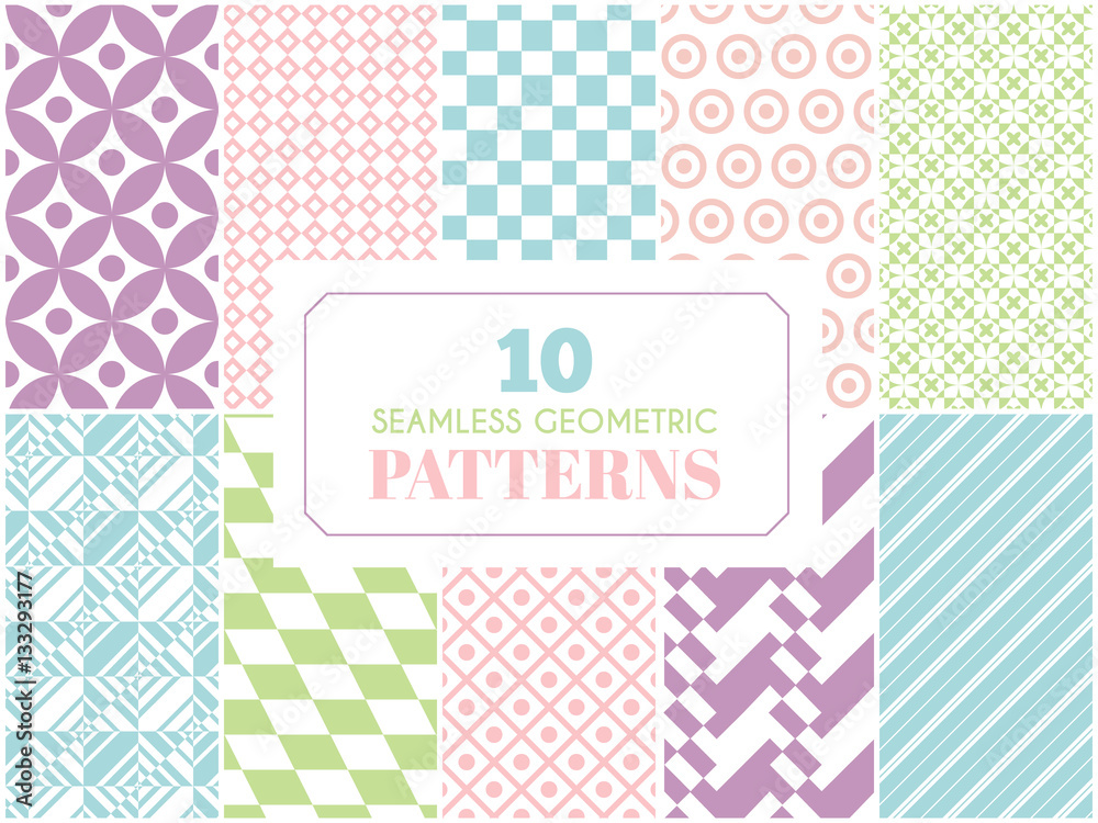 Pastel retro different vector seamless patterns Pastel retro different vector seamless patterns
