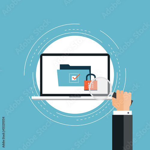Flat vector illustration design for data protection system, computer safety access and cyber security concept. Design for web banners and apps