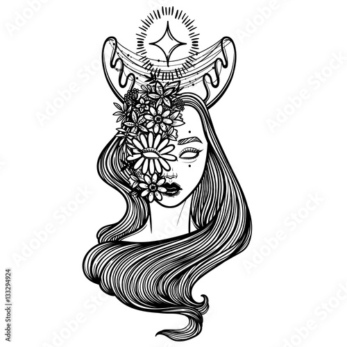 Photography Illustration with beautiful girl Dryad