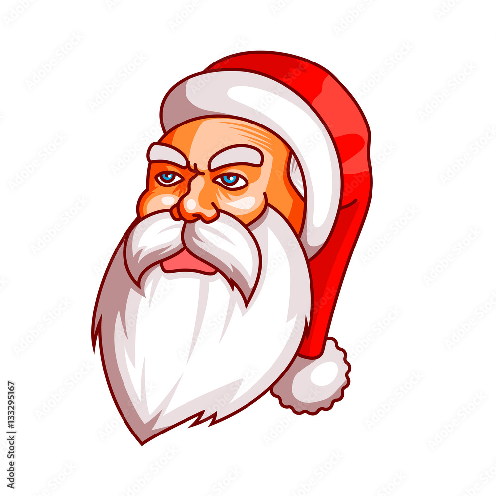 Santa claus emotions. Grudge, unhappiness, resentment. Part of christmas set. Ready for print.
