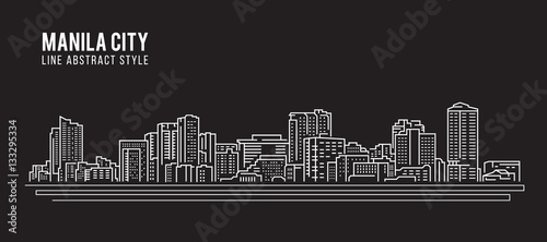 Cityscape Building Line art Vector Illustration design - Manila city