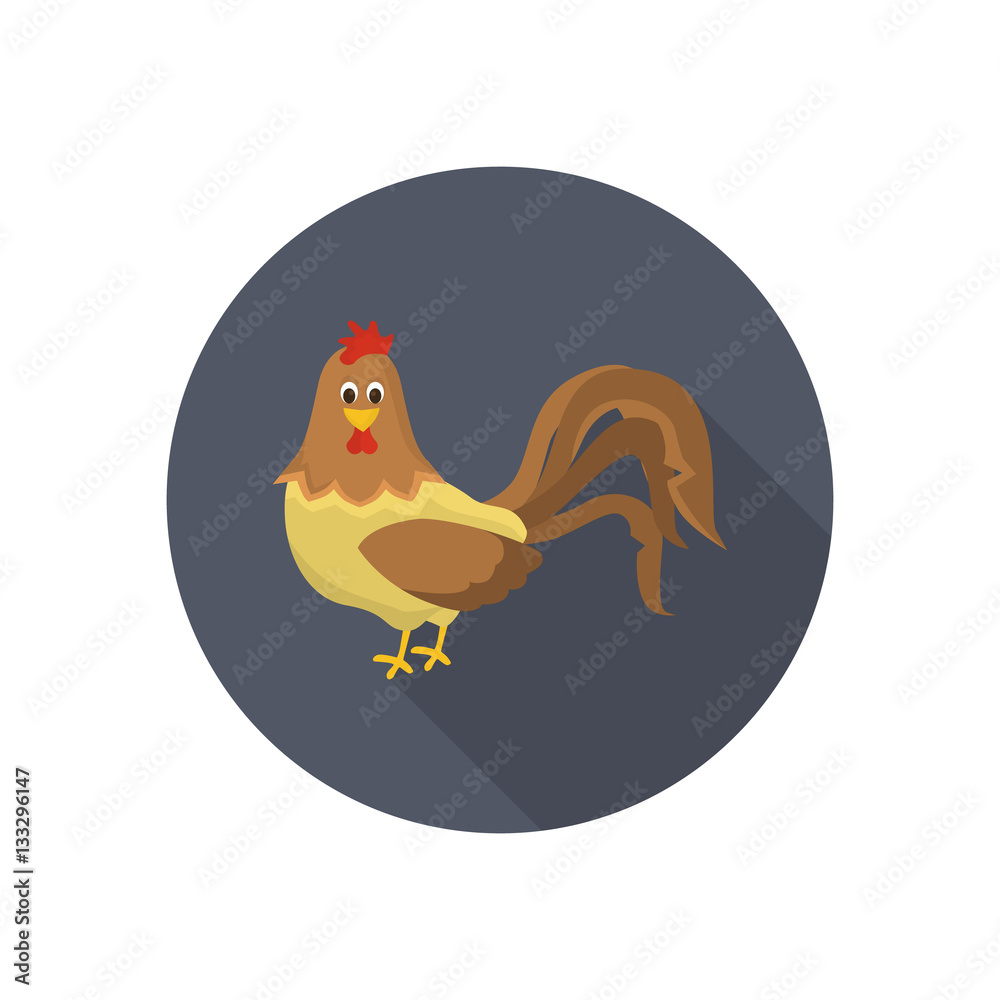 Fototapeta premium Cock color flat icon for web and mobile design