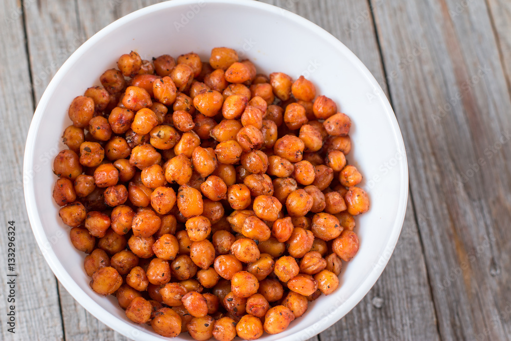 crispy baked chickpeas with spices in a bowl crispy baked chickpeas with spices in a bowl
