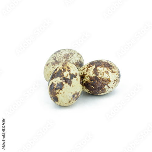 Quail eggs are isolated on a white background..