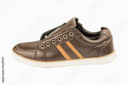 brown sneakers isolated on white background.