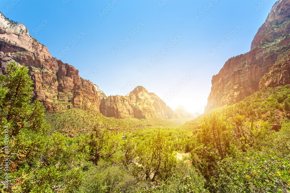 Virgin view of Zion National Park at sunset
