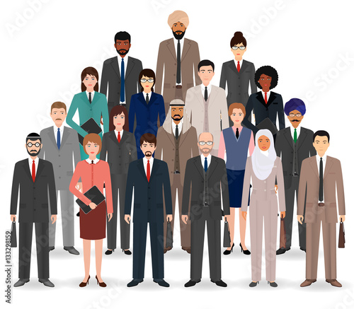 Group of business people. Set of flat men and women, office employee standing together. Teamwork concept.