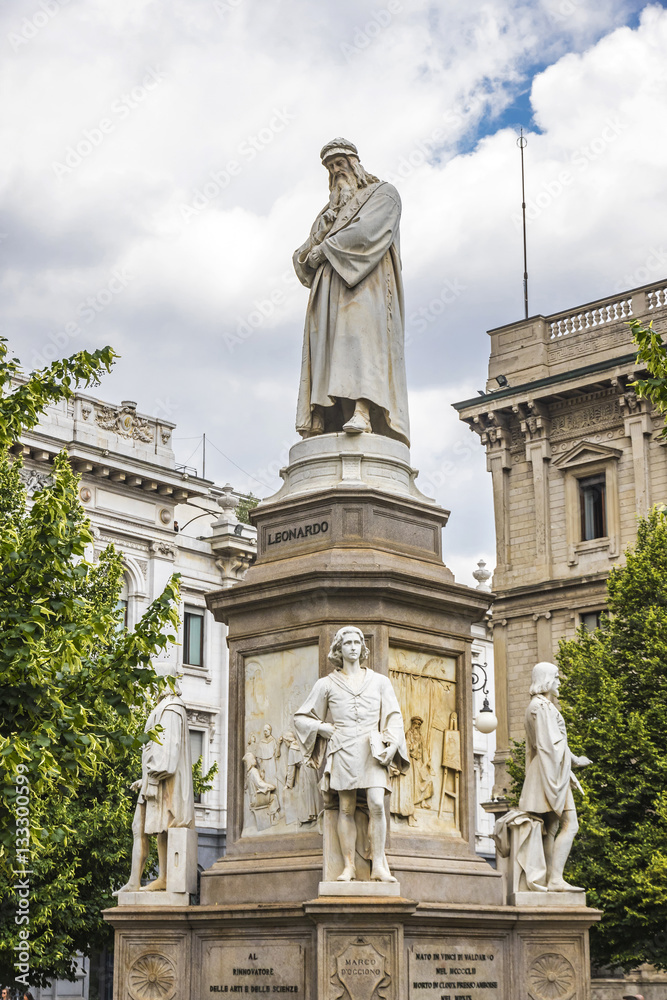 Monument to Leonardo Da Vinci in Milan, Italy