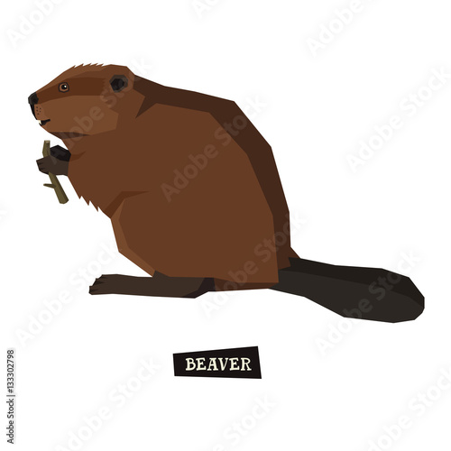 Wild animals collection Beaver Geometric style