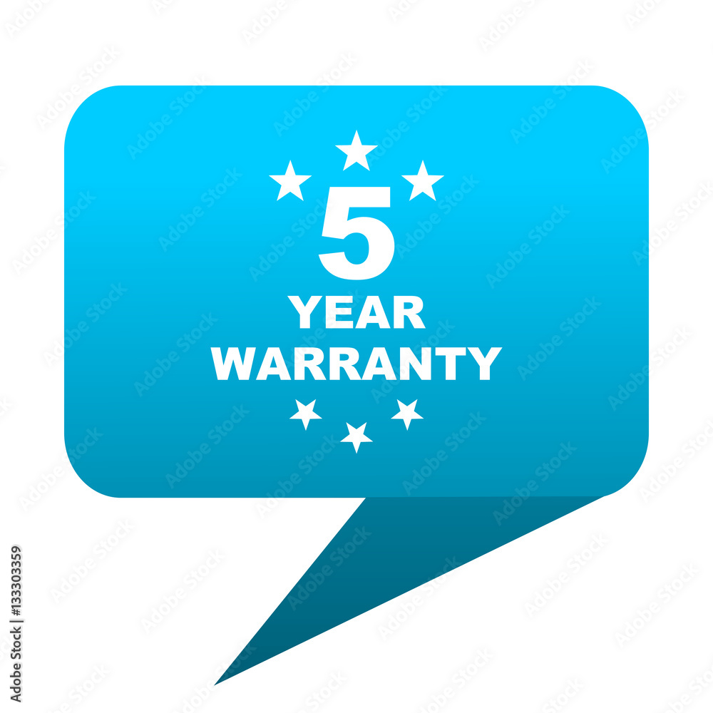 warranty guarantee 5 year blue bubble icon warranty guarantee 5 year blue bubble icon
