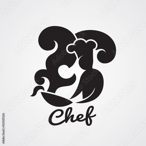Vector of chef cooking with smoke