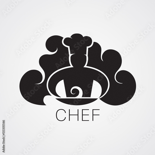Vector of chef cooking with smoke