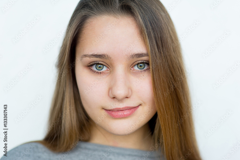 Teenager girl posing on white background isolated Teenager girl posing on white background isolated