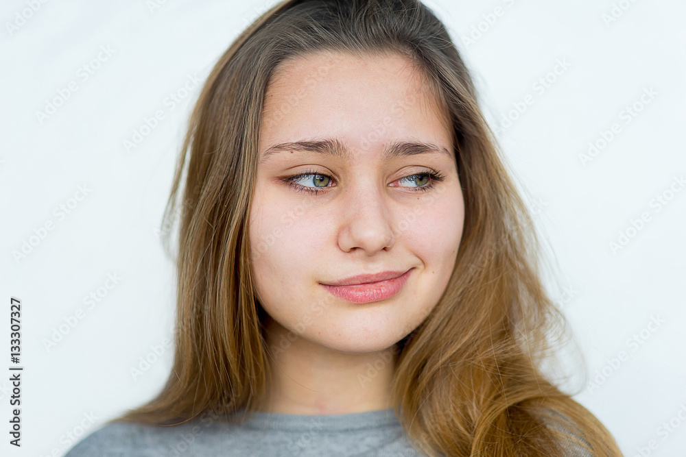 Teenager girl emotional posing isolated