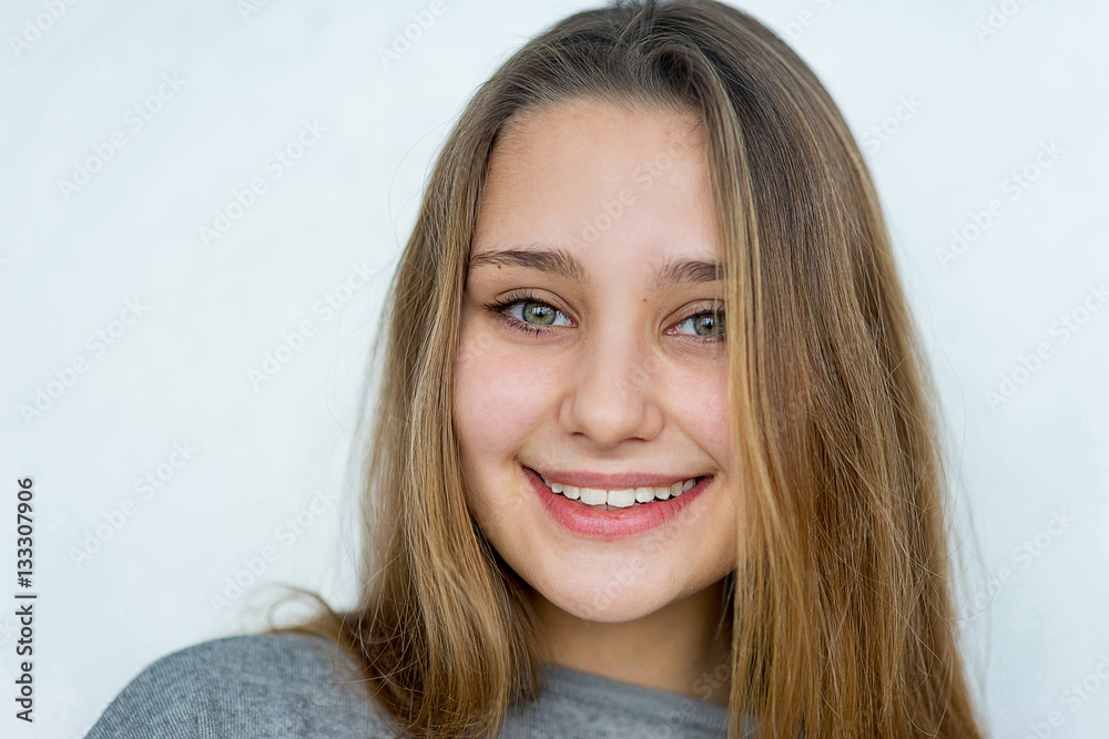 Teenager girl posing on white background isolated Teenager girl posing on white background isolated
