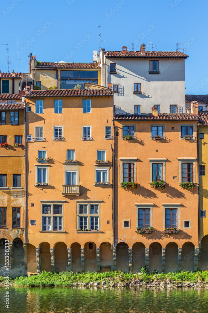 Apartment building that faces the Arno River in Florence
