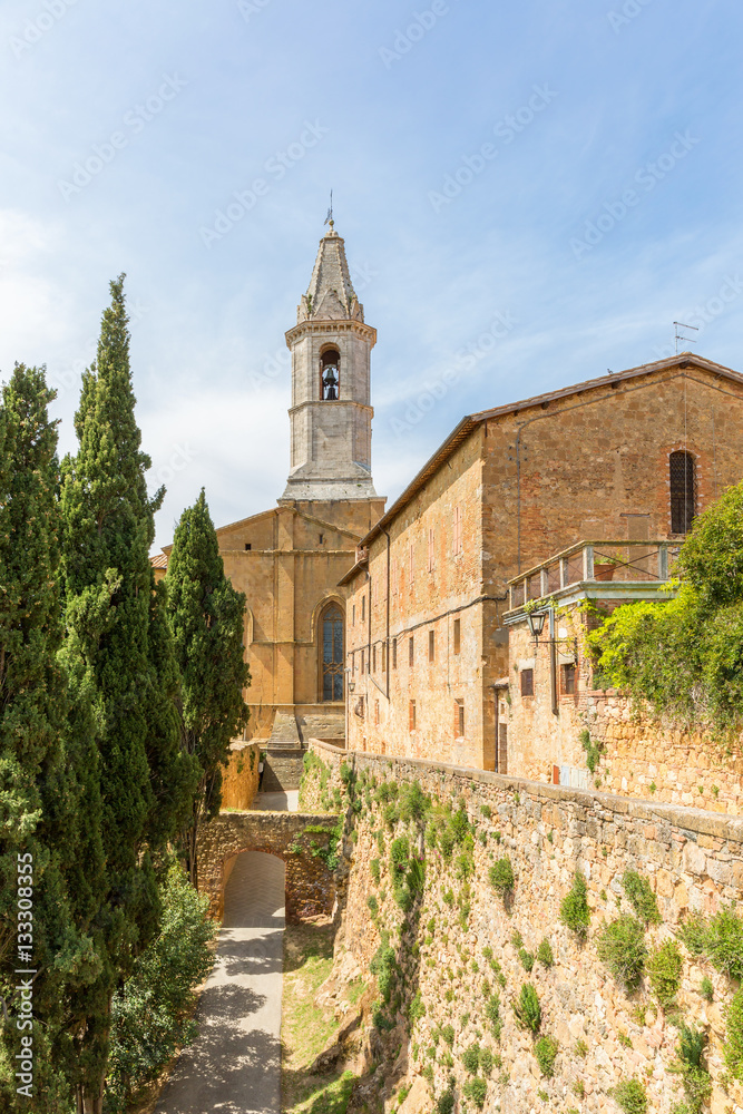Walkway to Church in the village of Pienza in italy
