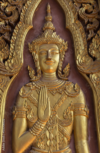 The beautiful art on wood at Wat Yai Chaimongkol, Ayutthaya, Tha
