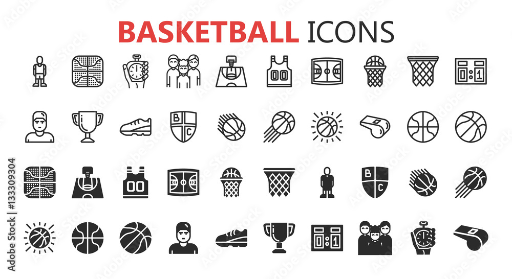 Simple modern set of Basketball icons.