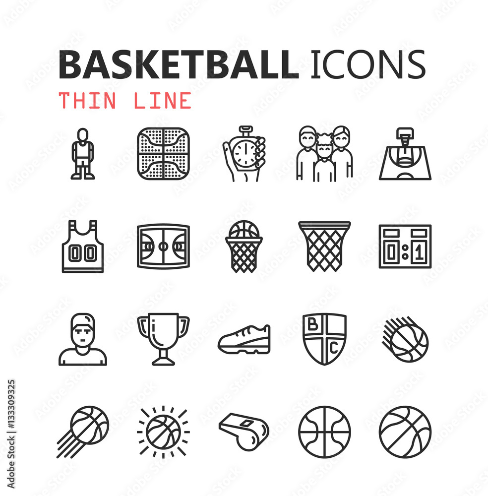 Simple modern set of Basketball icons.