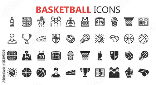Simple modern set of Basketball icons.