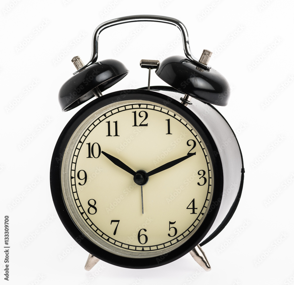 Black alarm clock isolated on white background Stock Photo | Adobe Stock