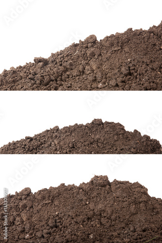 the soil for planting isolated on white background. Set