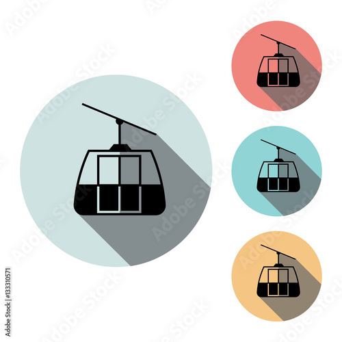 funicular icon isolated vector sign symbol, on blue, red, yellow background. Transport elements. Can be used in logo, UI and web design