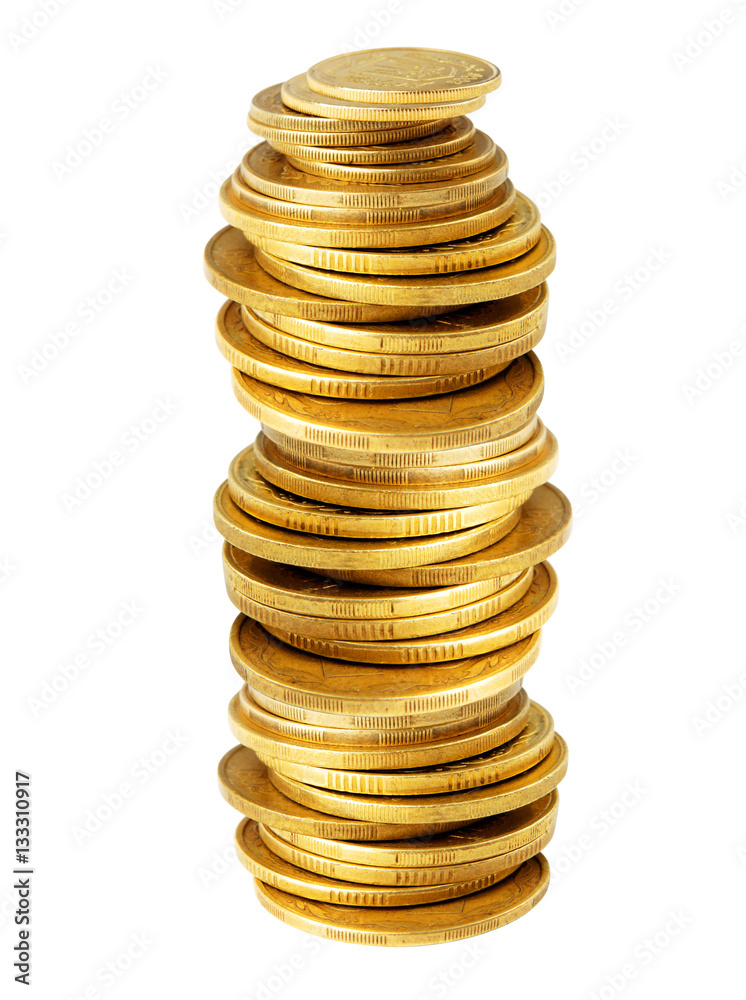 gold coins stack isolated on white gold coins stack isolated on white